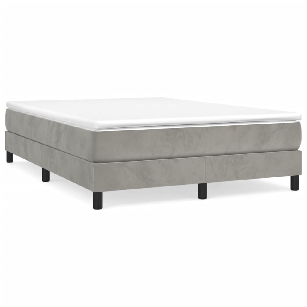 Boxspring bed 140x200 cm fluweel lichtgrijs is nu te koop bij PeponiXL, paradijselijk wonen!