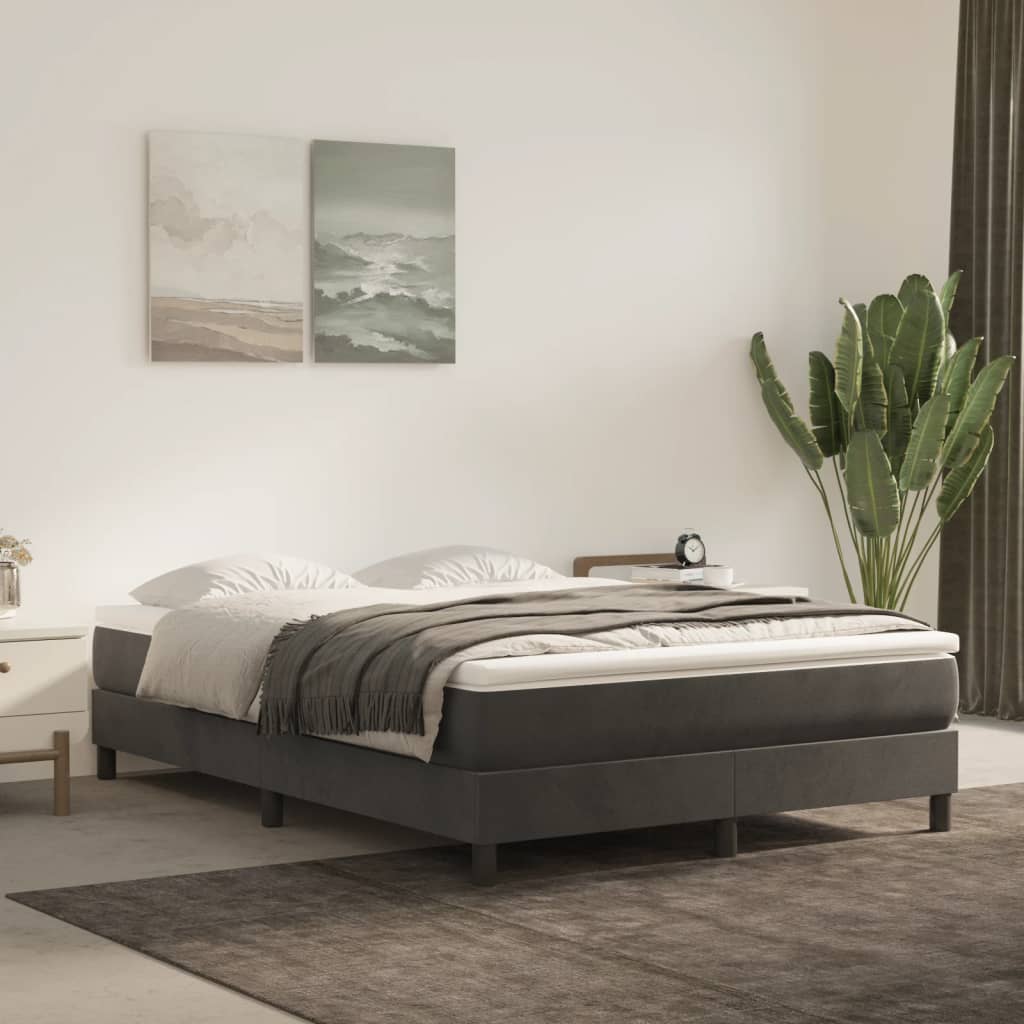 Boxspring bed 140x200 cm fluweel donkergrijs is nu te koop bij PeponiXL, paradijselijk wonen!