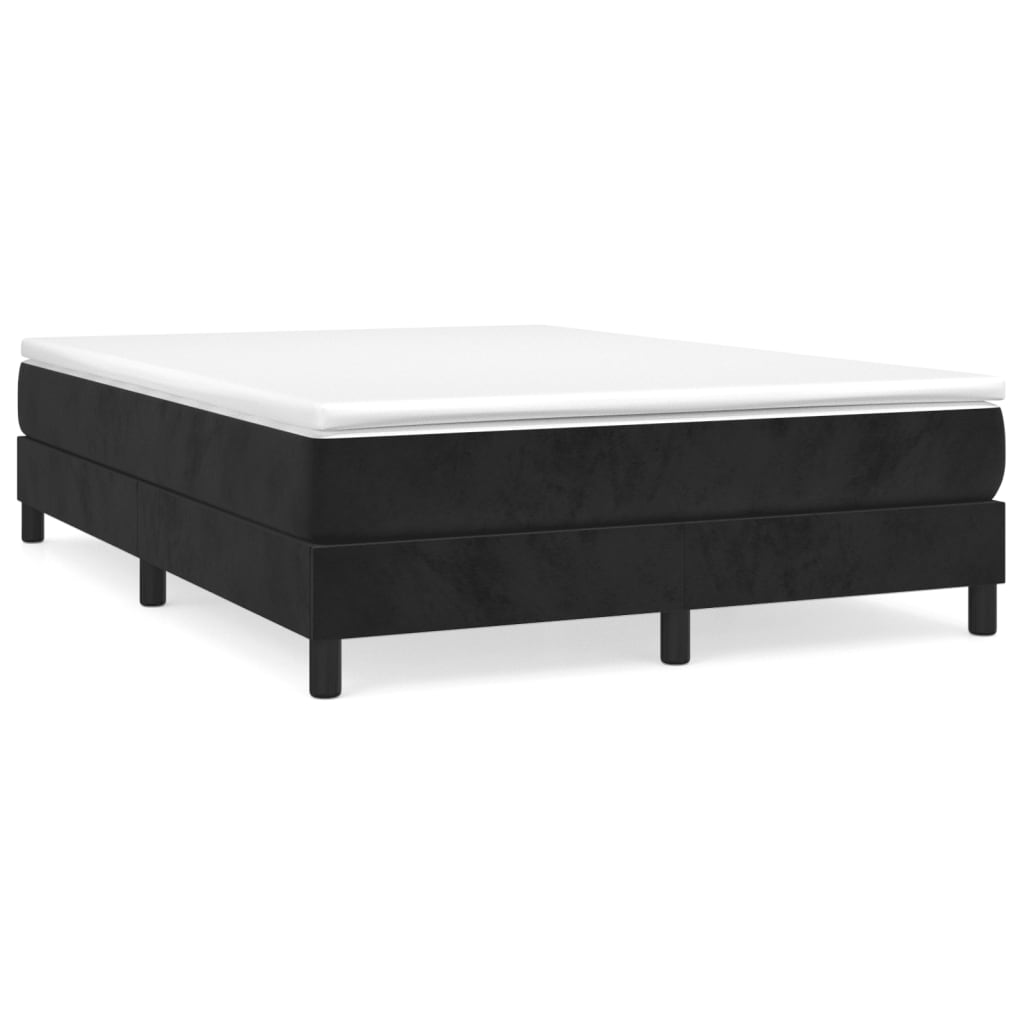 Boxspring bed 140x200 cm fluweel zwart is nu te koop bij PeponiXL, paradijselijk wonen!