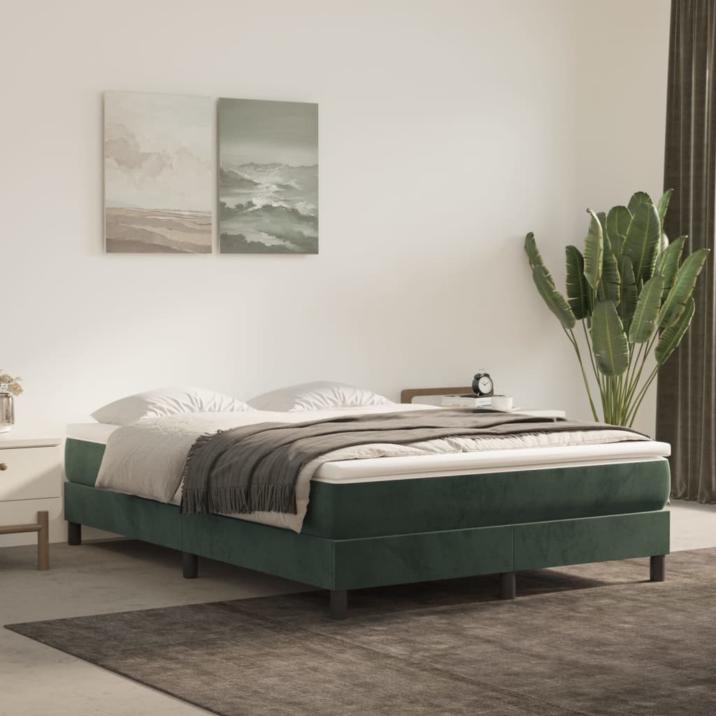 Boxspring bed 140x200 cm fluweel donkergroen is nu te koop bij PeponiXL, paradijselijk wonen!
