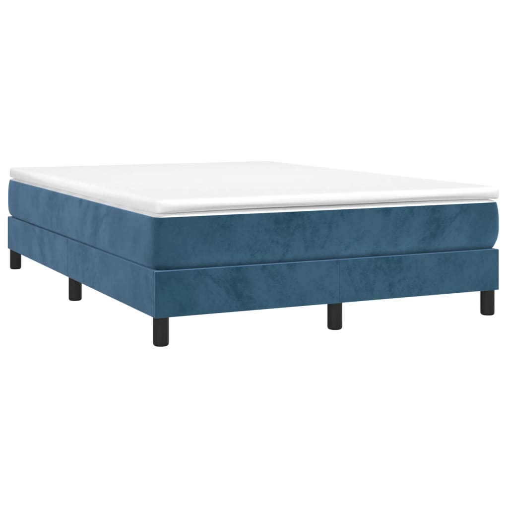 Boxspring bed 140x200 cm fluweel donkerblauw is nu te koop bij PeponiXL, paradijselijk wonen!