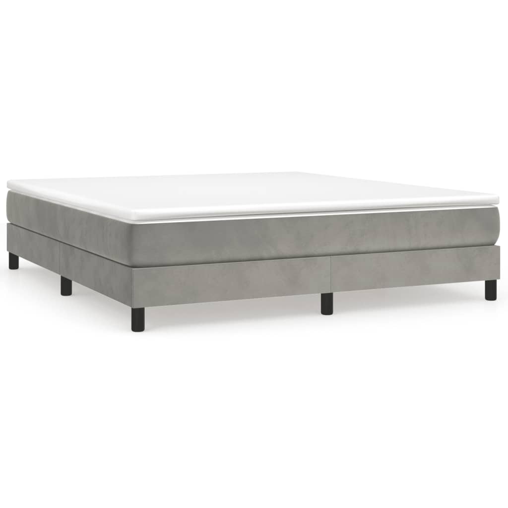 Boxspring bed 160x200 cm fluweel lichtgrijs is nu te koop bij PeponiXL, paradijselijk wonen!