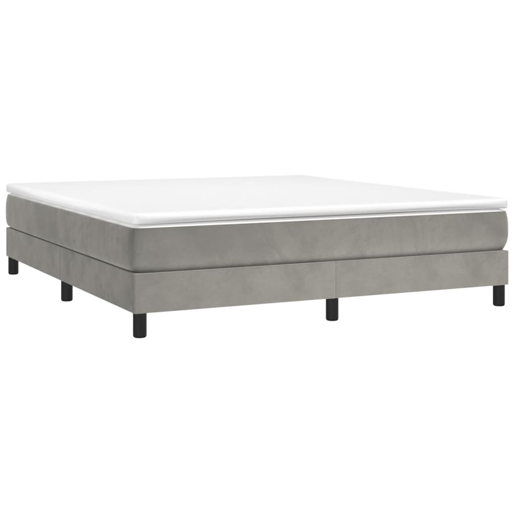 Boxspring bed 160x200 cm fluweel lichtgrijs is nu te koop bij PeponiXL, paradijselijk wonen!