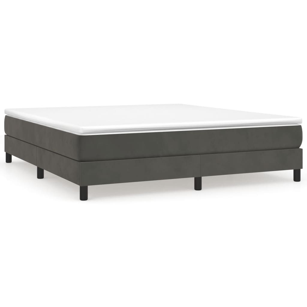 Boxspring bed 160x200 cm fluweel donkergrijs is nu te koop bij PeponiXL, paradijselijk wonen!