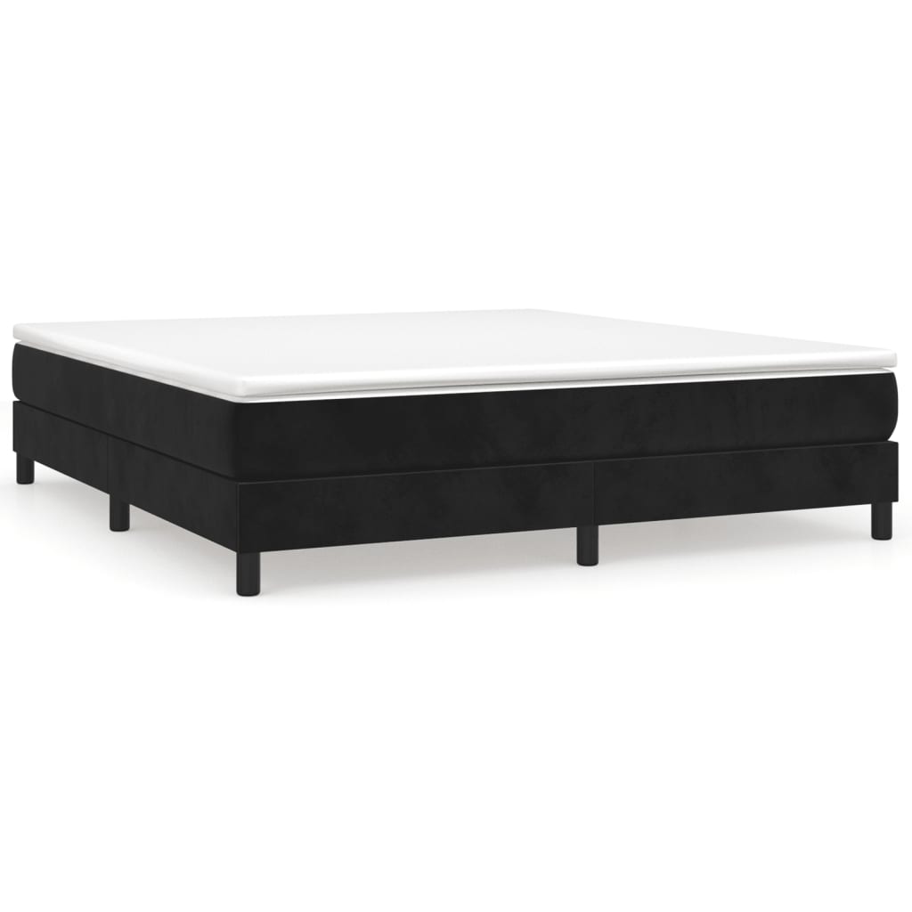 Boxspring bed 160x200 cm fluweel zwart is nu te koop bij PeponiXL, paradijselijk wonen!