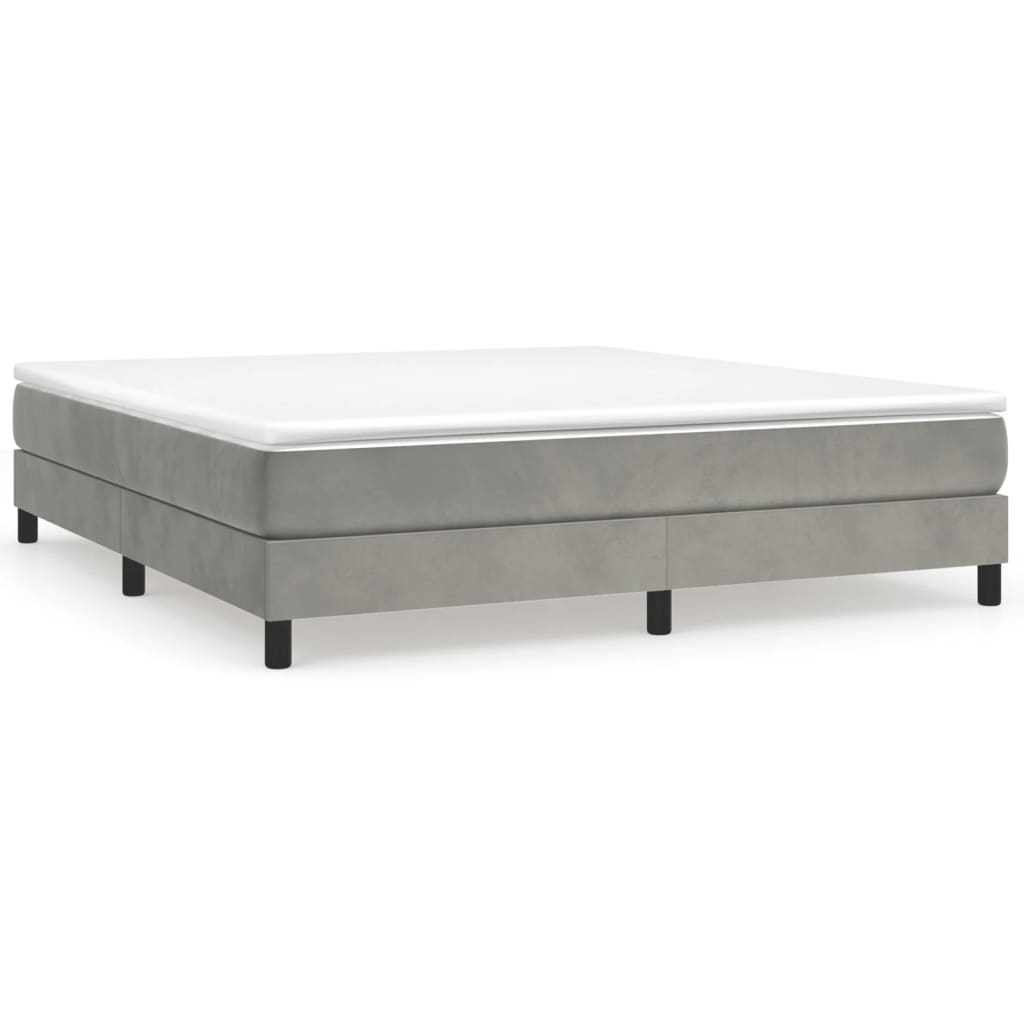 Boxspring bed 180x200 cm fluweel lichtgrijs is nu te koop bij PeponiXL, paradijselijk wonen!