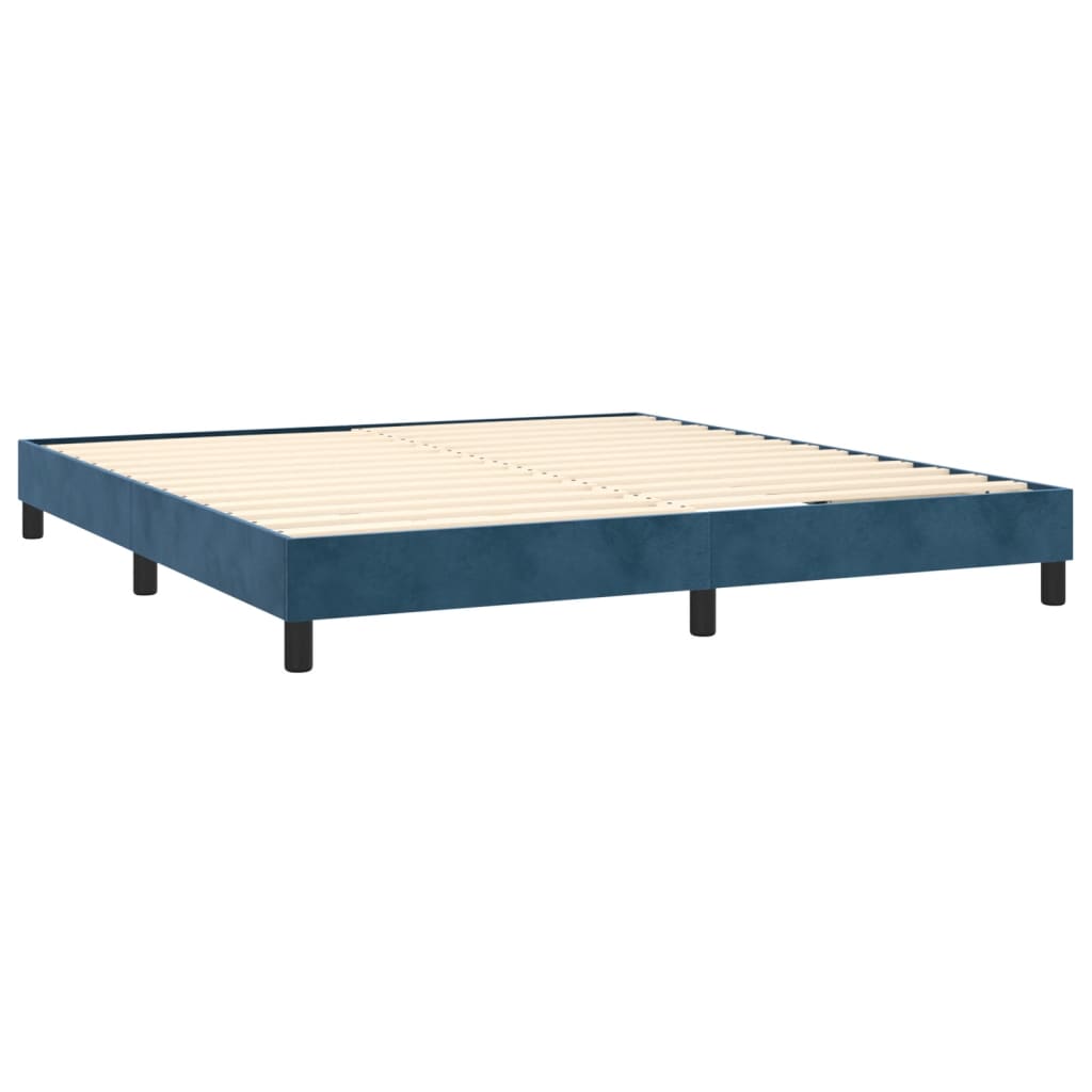 Boxspring bed 180x200 cm fluweel donkerblauw is nu te koop bij PeponiXL, paradijselijk wonen!