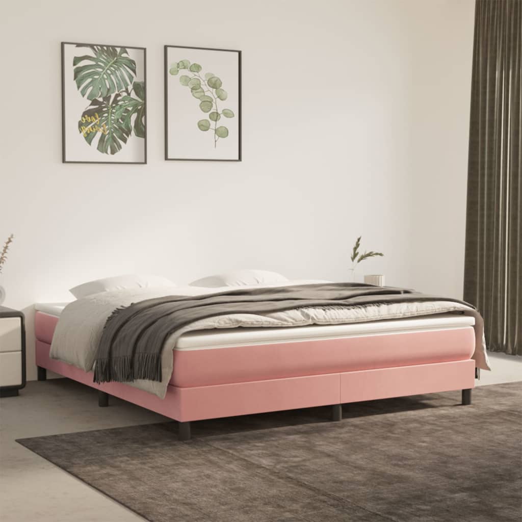 Boxspring bed fluweel roze 180x200 cm is nu te koop bij PeponiXL, paradijselijk wonen!