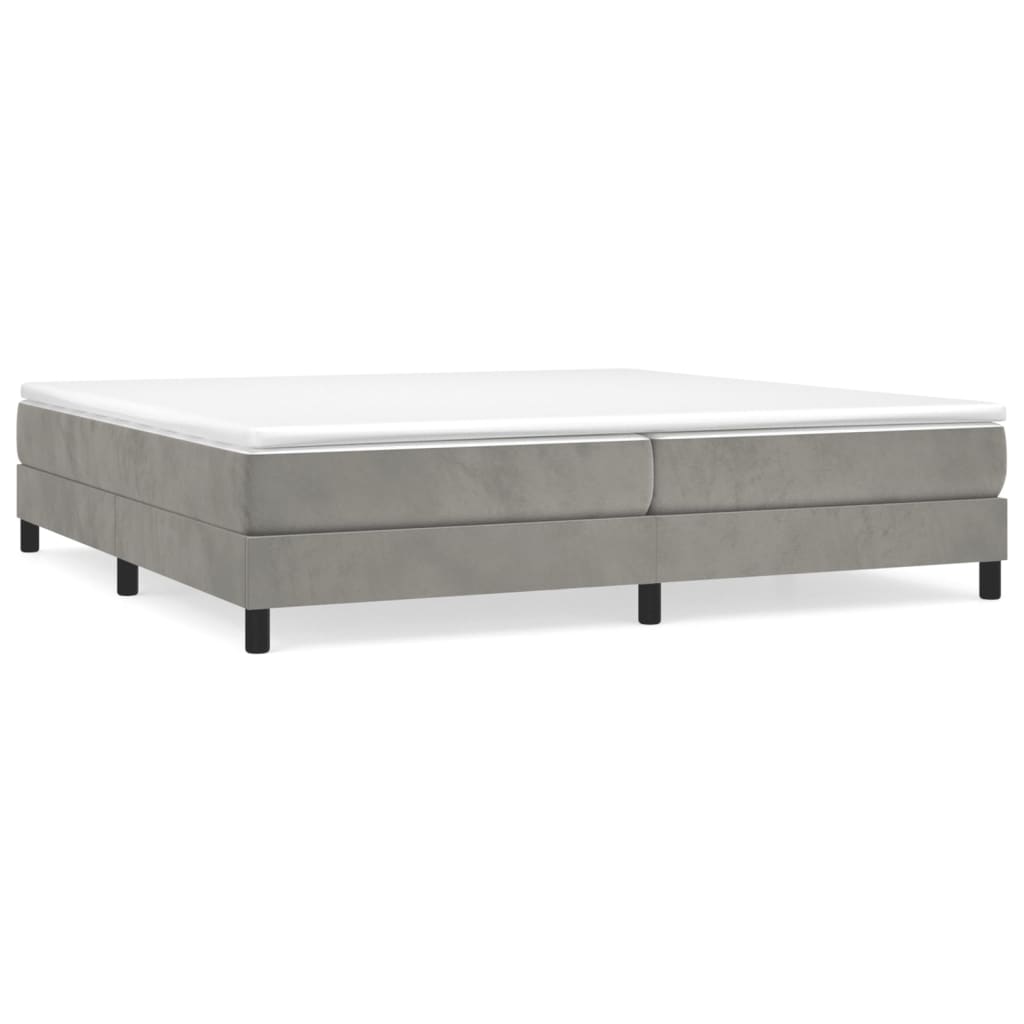 Boxspring bed 200x200 cm fluweel lichtgrijs is nu te koop bij PeponiXL, paradijselijk wonen!