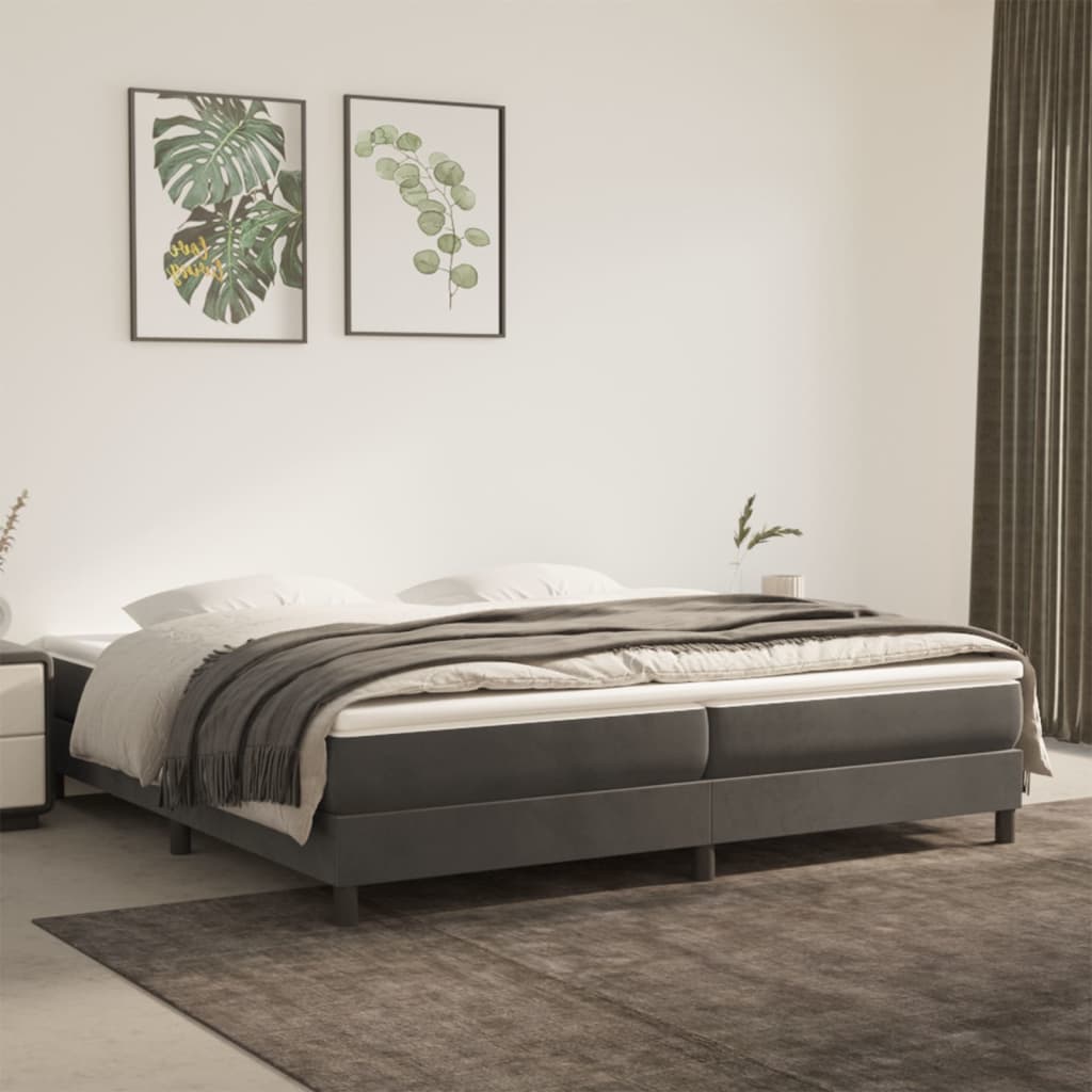 Boxspring bed 200x200 cm fluweel donkergrijs is nu te koop bij PeponiXL, paradijselijk wonen!