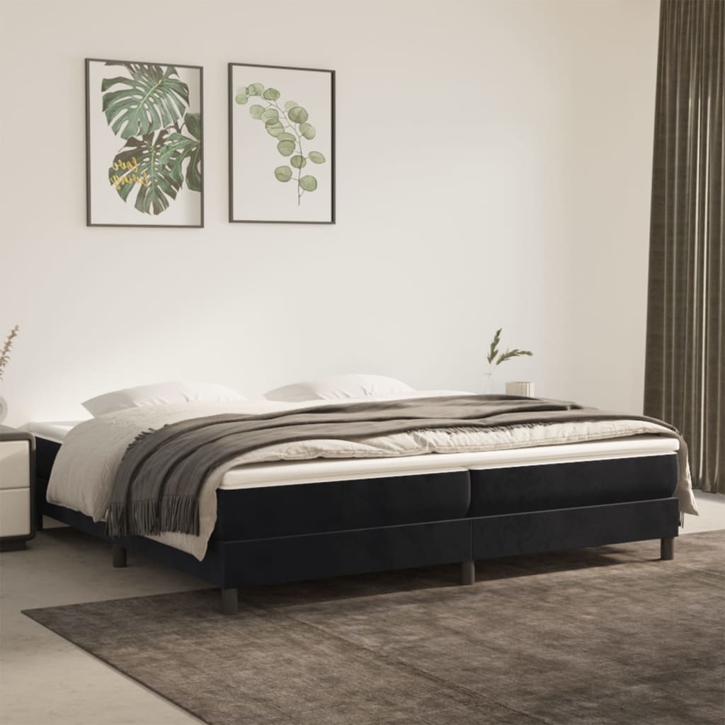 Boxspring bed 200x200 cm fluweel zwart is nu te koop bij PeponiXL, paradijselijk wonen!