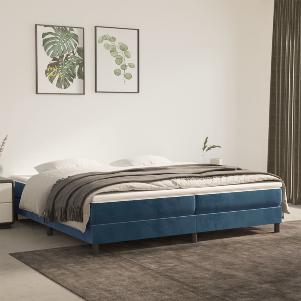 Boxspring bed 200x200 cm fluweel donkerblauw is nu te koop bij PeponiXL, paradijselijk wonen!