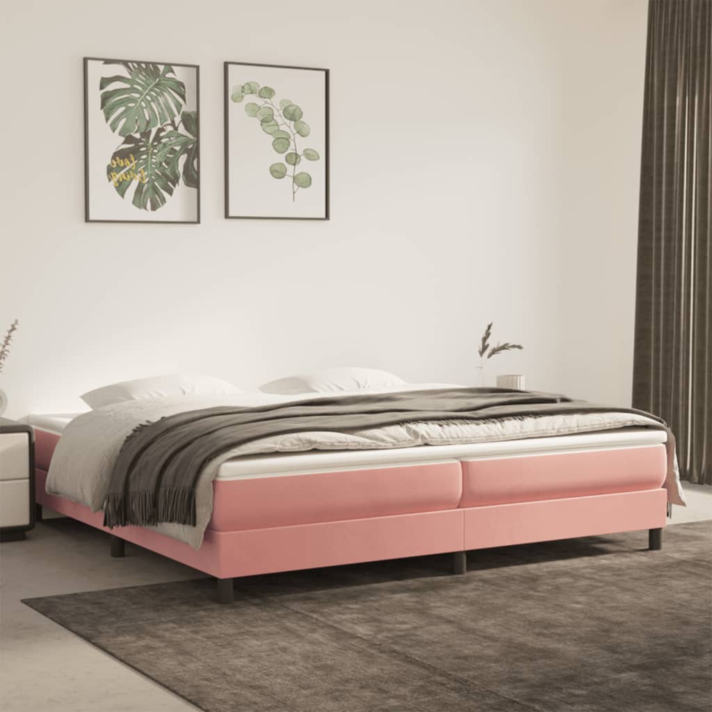 Boxspring bed fluweel roze 200x200 cm is nu te koop bij PeponiXL, paradijselijk wonen!