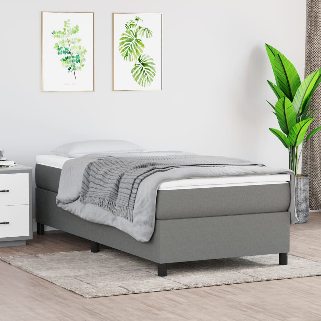 Boxspring bed 90x190 cm stof donkergrijs is nu te koop bij PeponiXL, paradijselijk wonen!