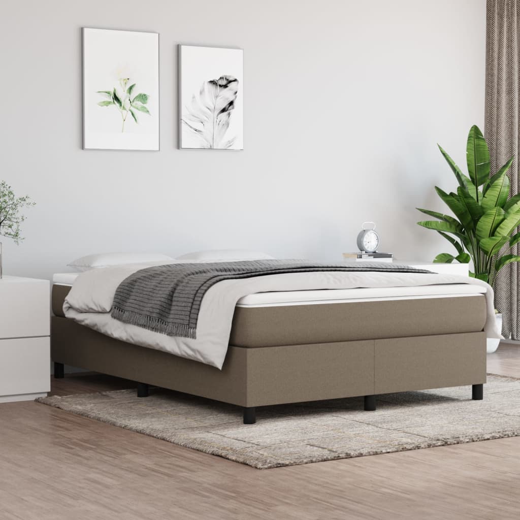 Boxspring bed stof taupe 140x190 cm is nu te koop bij PeponiXL, paradijselijk wonen!