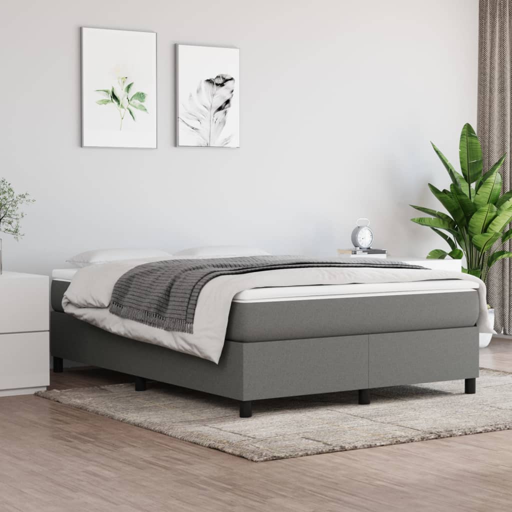 Boxspring bed stof donkergrijs 140x200 cm is nu te koop bij PeponiXL, paradijselijk wonen!