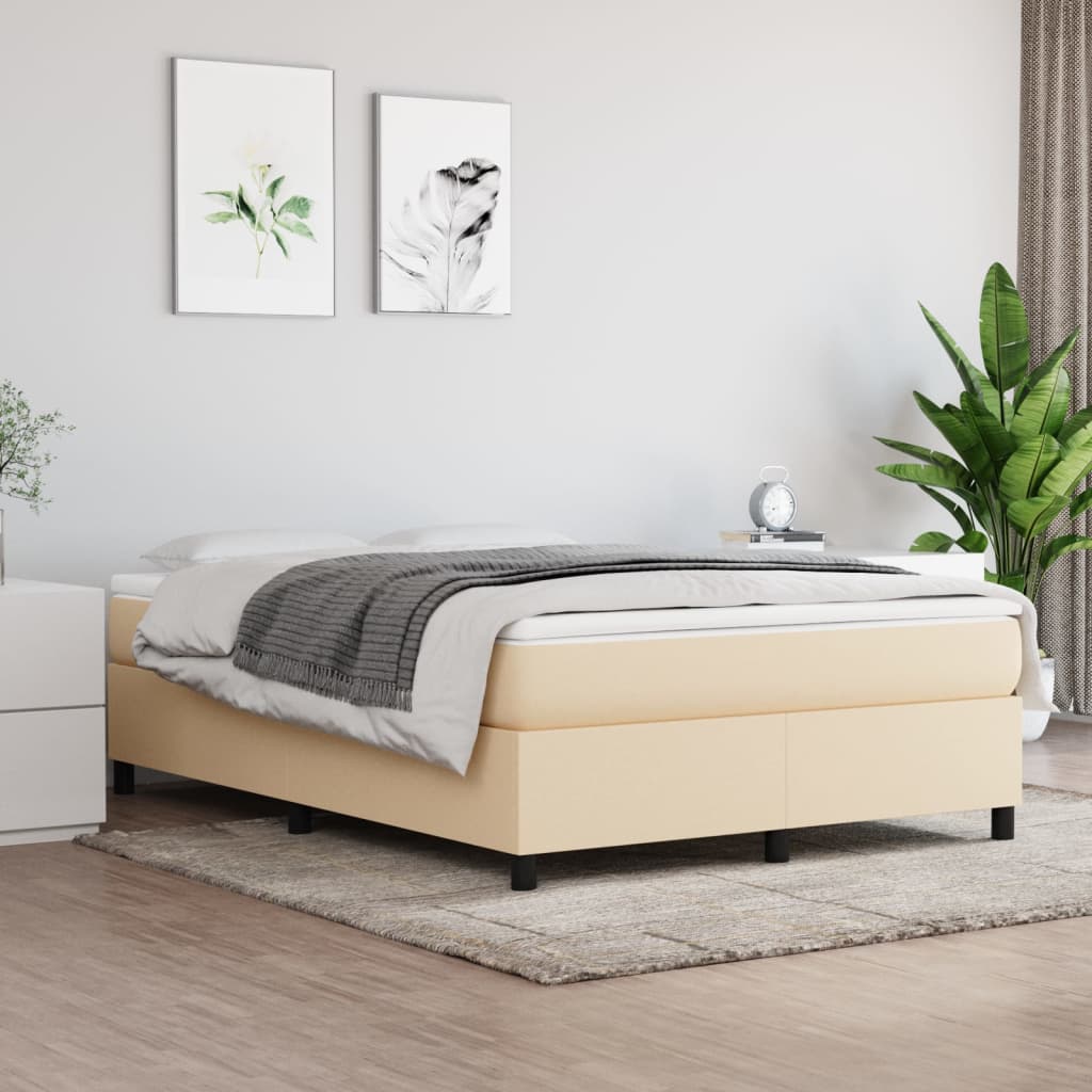 Boxspring bed stof crèmekleurig 140x200 cm is nu te koop bij PeponiXL, paradijselijk wonen!