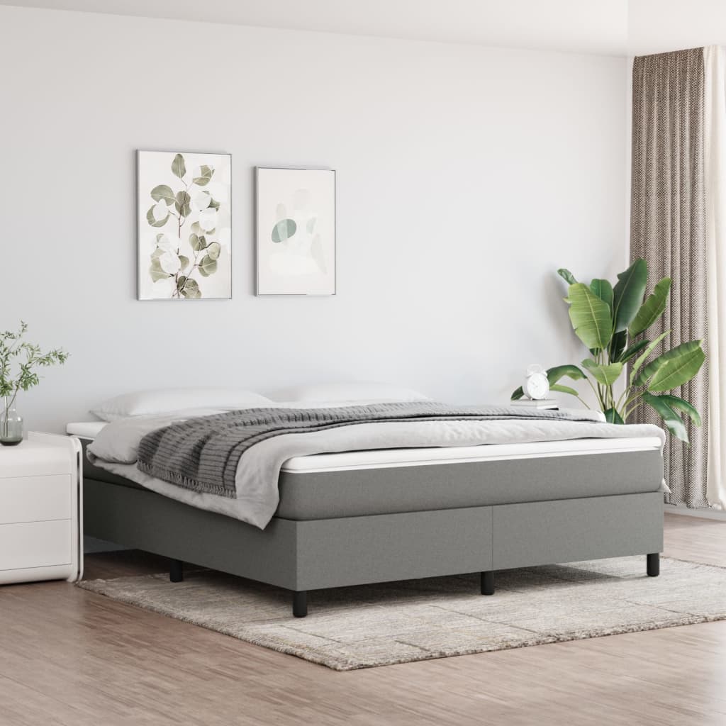 Boxspring bed stof donkergrijs 160x200 cm is nu te koop bij PeponiXL, paradijselijk wonen!