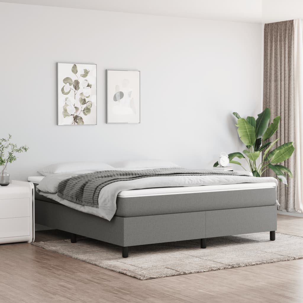 Boxspring bed stof donkergrijs 180x200 cm is nu te koop bij PeponiXL, paradijselijk wonen!