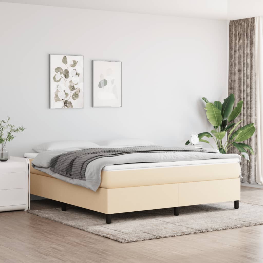 Boxspring bed stof crèmekleurig 180x200 cm is nu te koop bij PeponiXL, paradijselijk wonen!