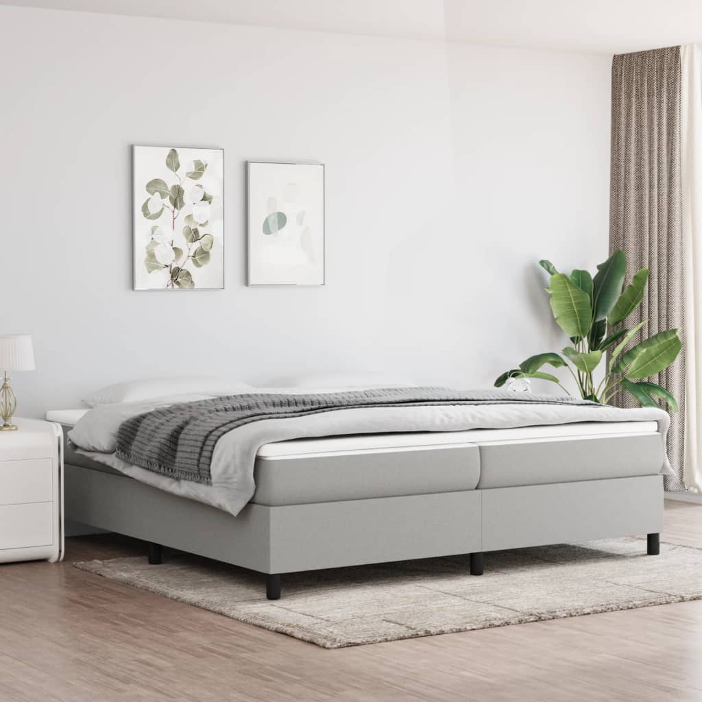 Boxspring bed stof lichtgrijs 200x200 cm is nu te koop bij PeponiXL, paradijselijk wonen!