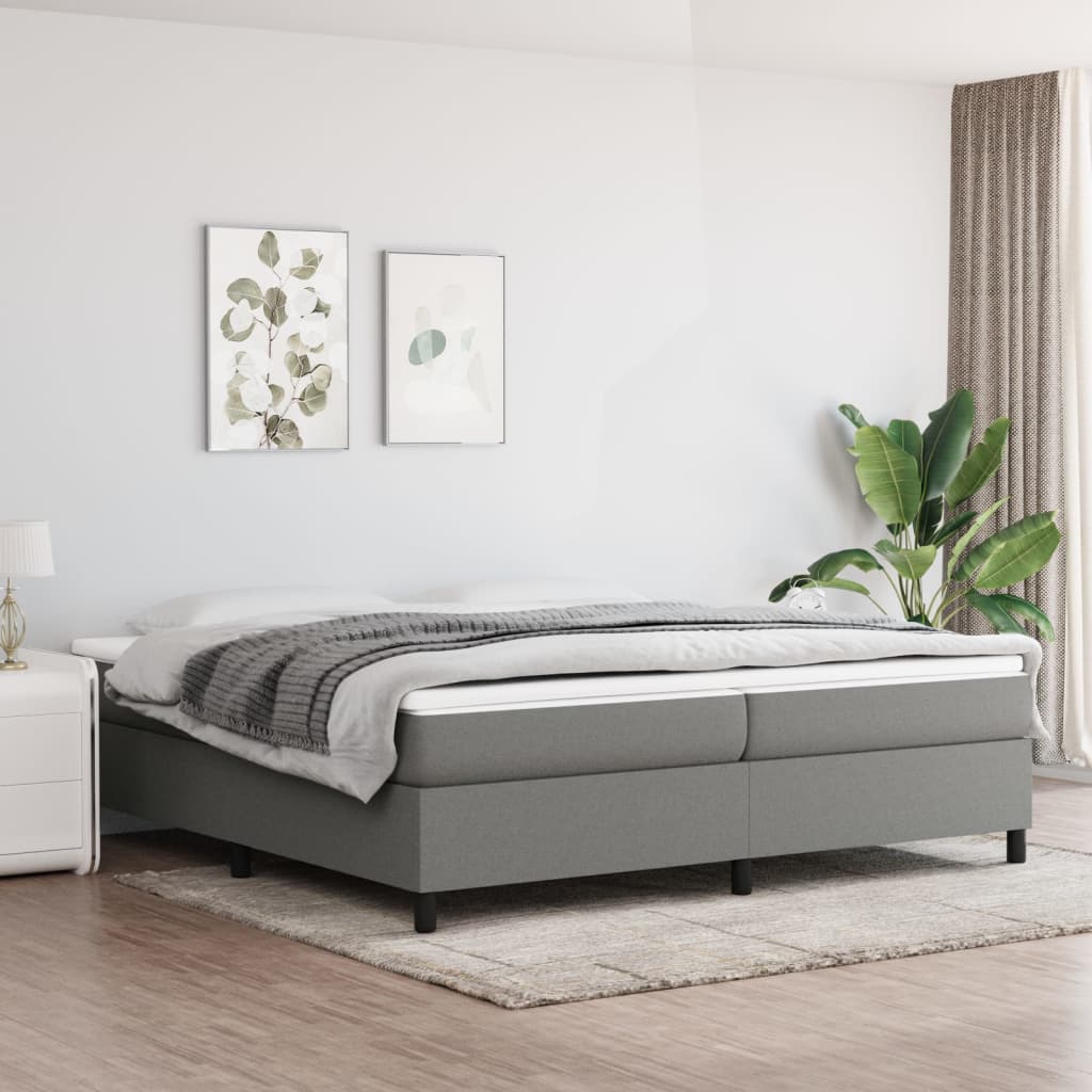 Boxspring bed stof donkergrijs 200x200 cm is nu te koop bij PeponiXL, paradijselijk wonen!
