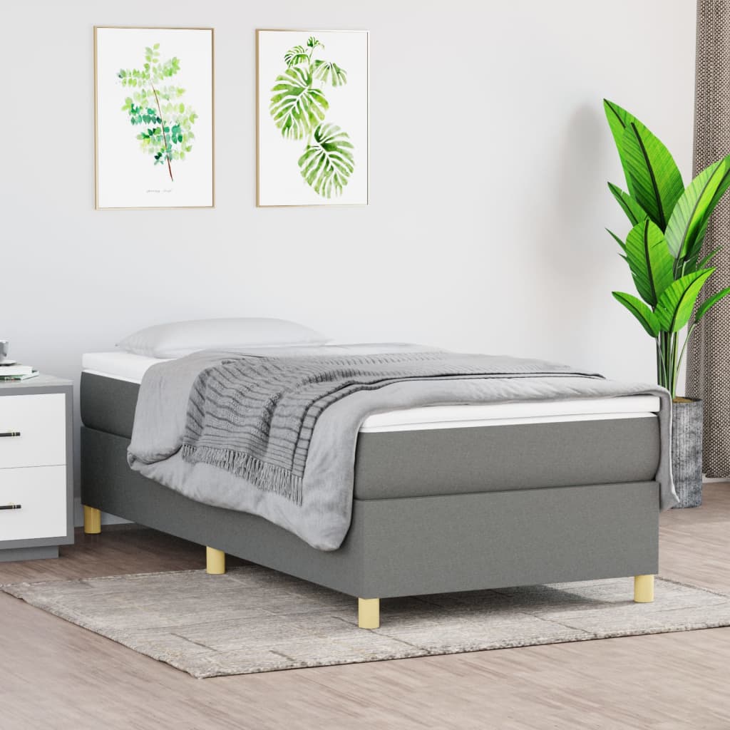 Boxspring bed 100x200 cm stof donkergrijs is nu te koop bij PeponiXL, paradijselijk wonen!