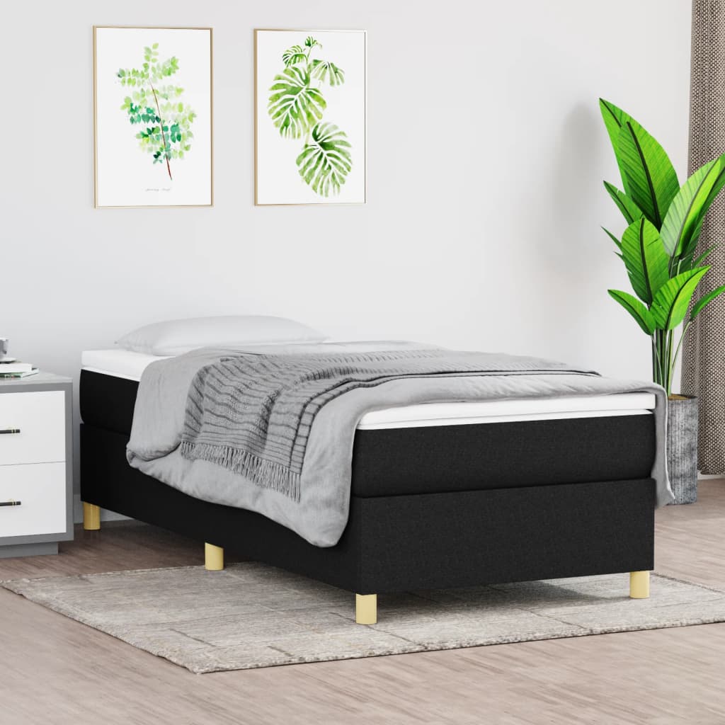 Boxspring bed 100x200 cm stof zwart is nu te koop bij PeponiXL, paradijselijk wonen!