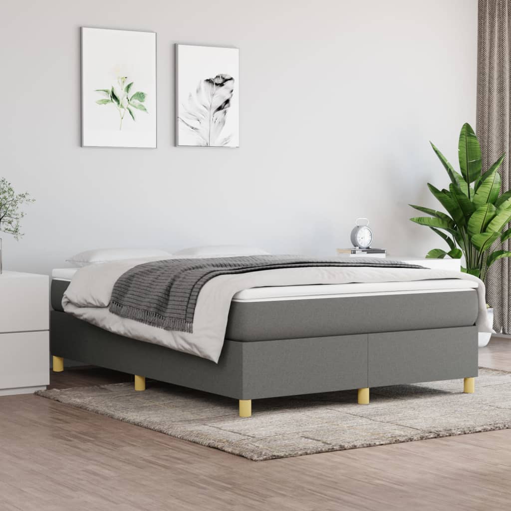 Boxspring bed stof donkergrijs 140x190 cm is nu te koop bij PeponiXL, paradijselijk wonen!