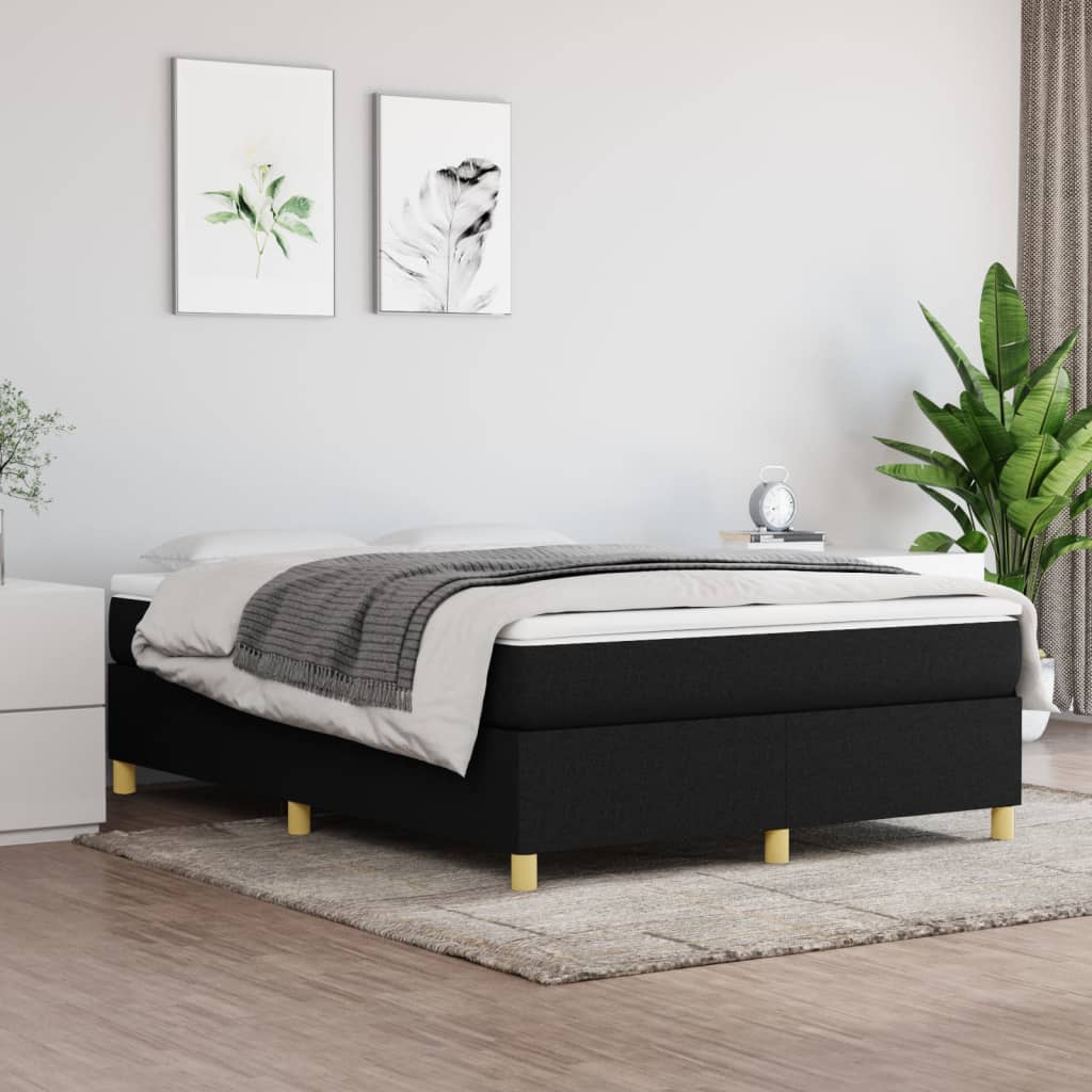 Boxspring bed stof zwart 140x190 cm is nu te koop bij PeponiXL, paradijselijk wonen!