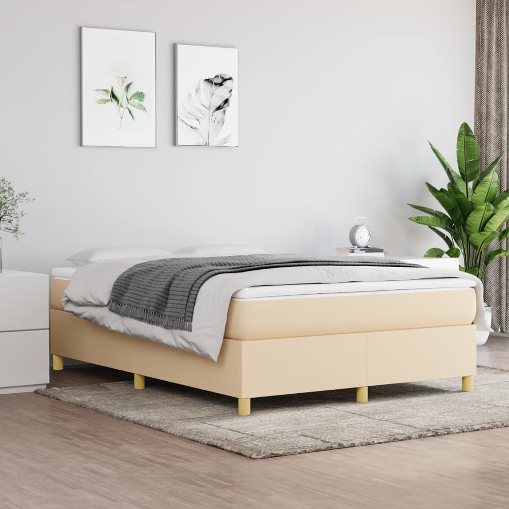 Boxspring bed stof crèmekleurig 140x190 cm is nu te koop bij PeponiXL, paradijselijk wonen!