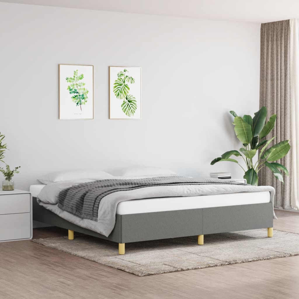 Boxspring bed stof donkergrijs 160x200 cm is nu te koop bij PeponiXL, paradijselijk wonen!