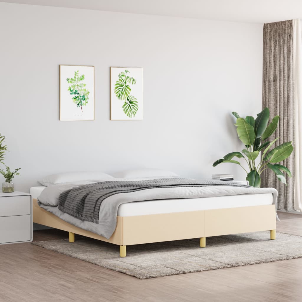 Boxspring bed stof crèmekleurig 180x200 cm is nu te koop bij PeponiXL, paradijselijk wonen!