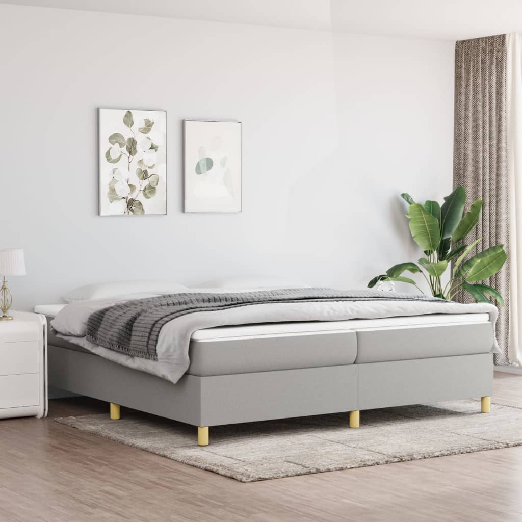 Boxspring bed stof lichtgrijs 200x200 cm is nu te koop bij PeponiXL, paradijselijk wonen!