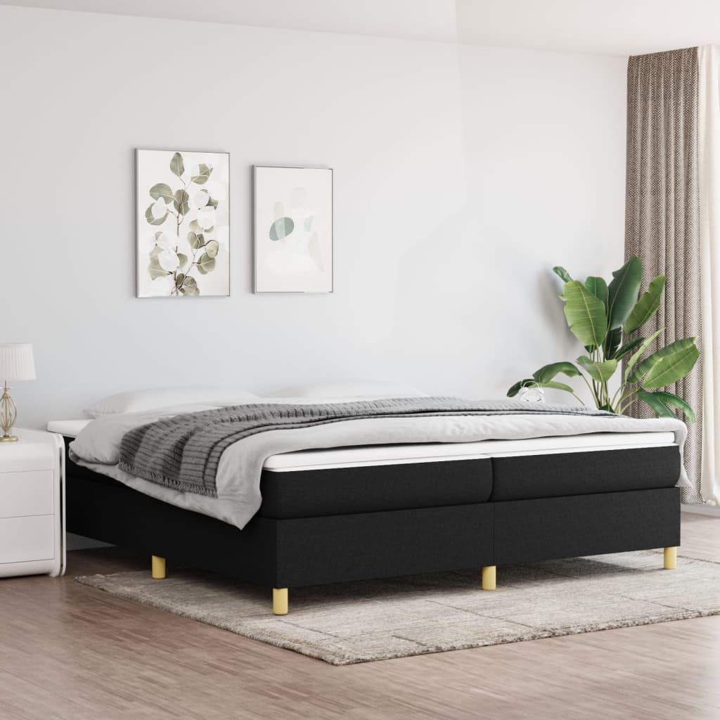 Boxspring bed stof zwart 200x200 cm is nu te koop bij PeponiXL, paradijselijk wonen!