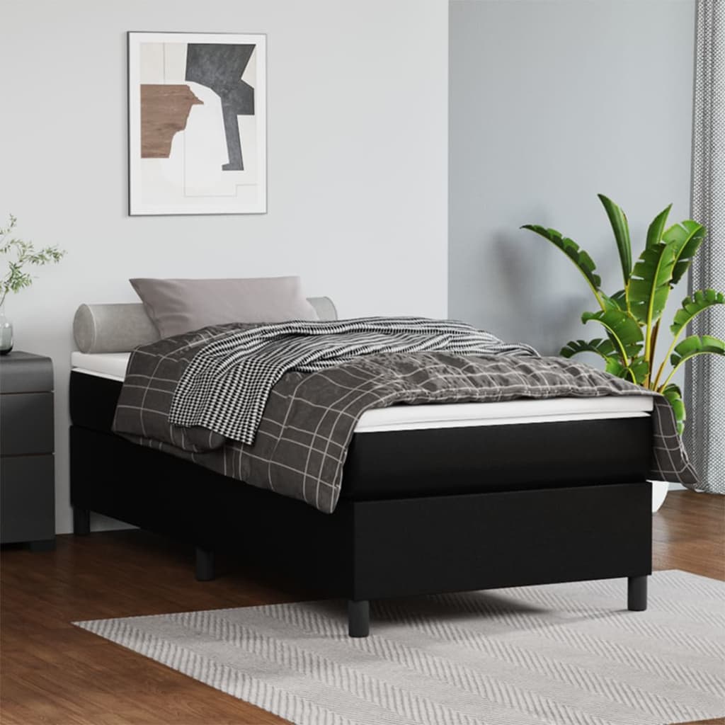 Boxspring bed kunstleer zwart 80x200 cm is nu te koop bij PeponiXL, paradijselijk wonen!