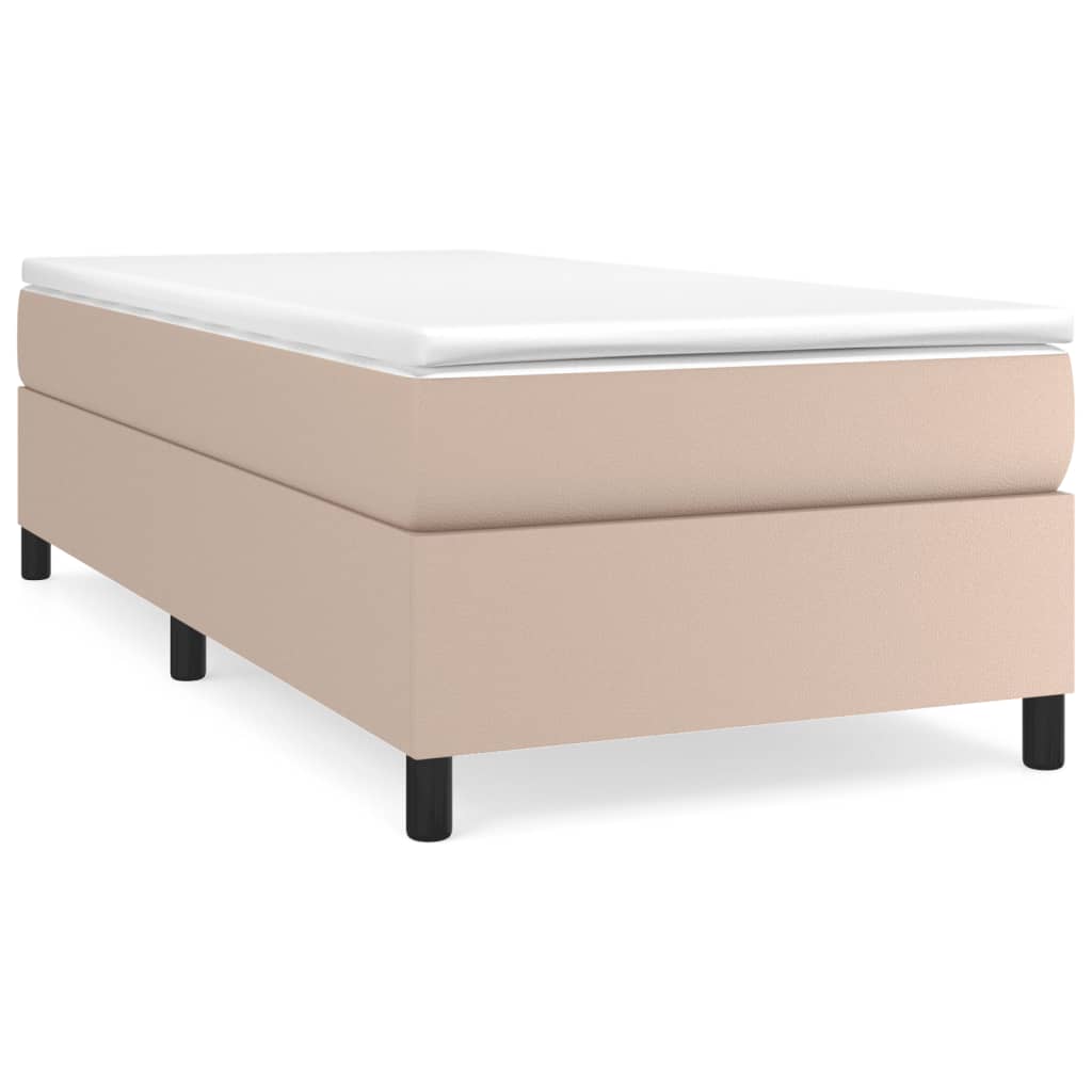 Boxspring bed kunstleer cappuccinokleurig 90x190 cm is nu te koop bij PeponiXL, paradijselijk wonen!