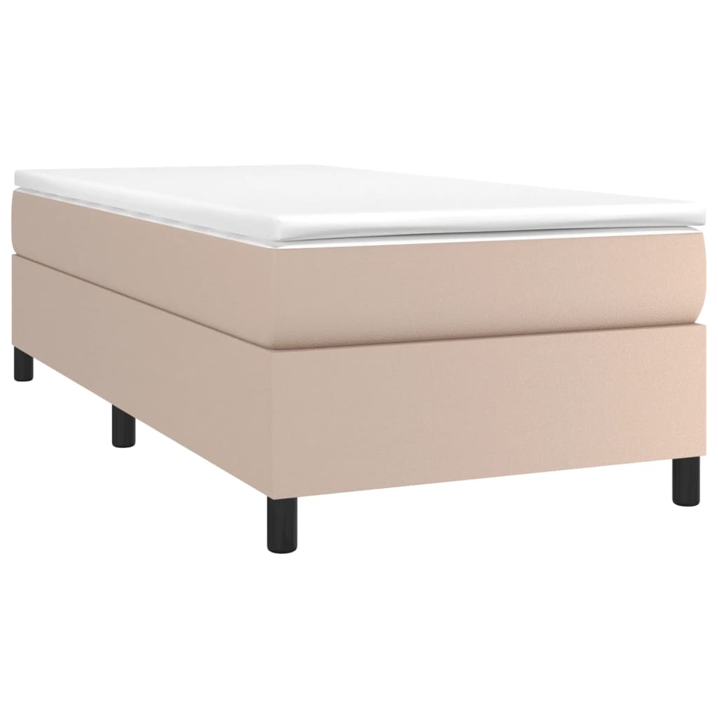 Boxspring bed kunstleer cappuccinokleurig 90x190 cm is nu te koop bij PeponiXL, paradijselijk wonen!