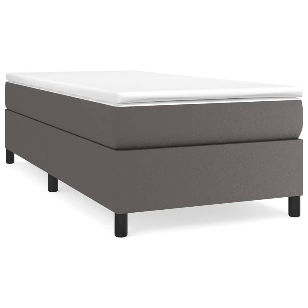 Boxspring bed kunstleer grijs 90x200 cm is nu te koop bij PeponiXL, paradijselijk wonen!