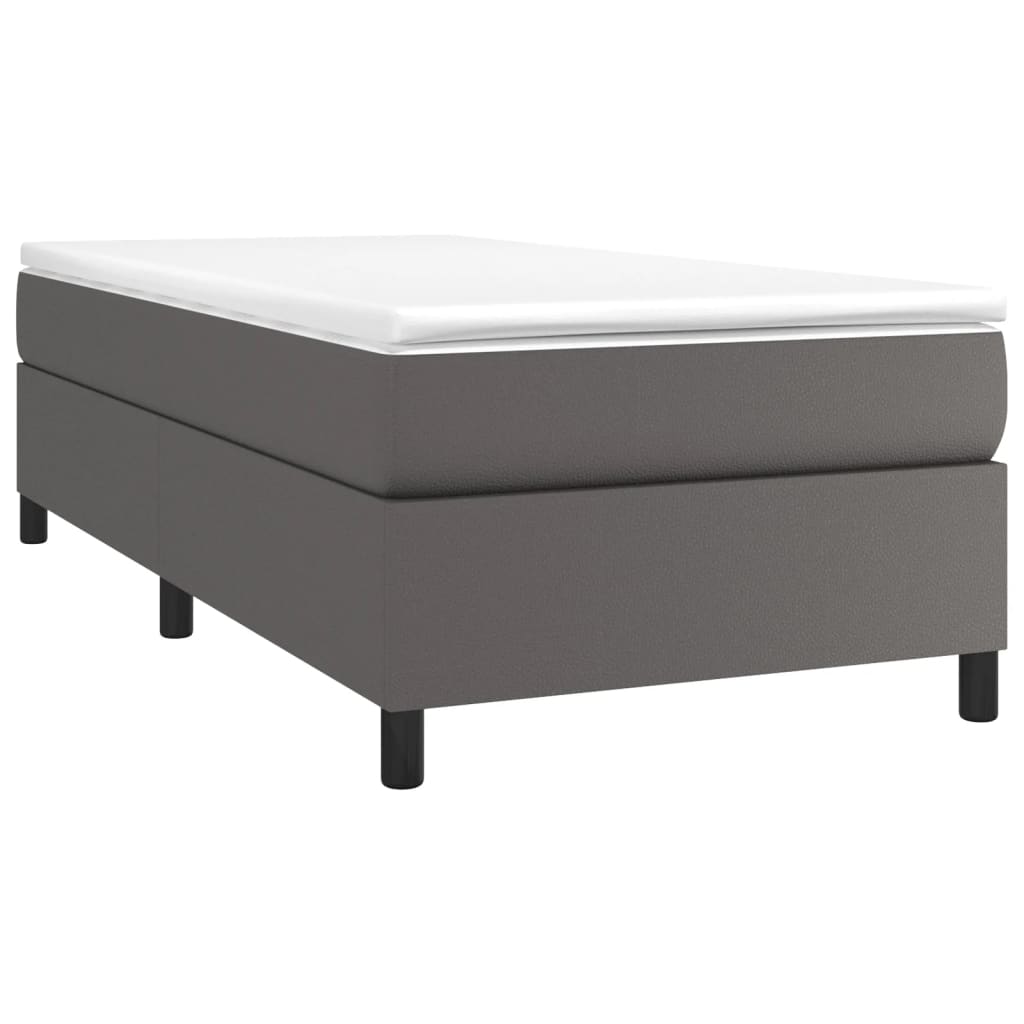 Boxspring bed kunstleer grijs 90x200 cm is nu te koop bij PeponiXL, paradijselijk wonen!