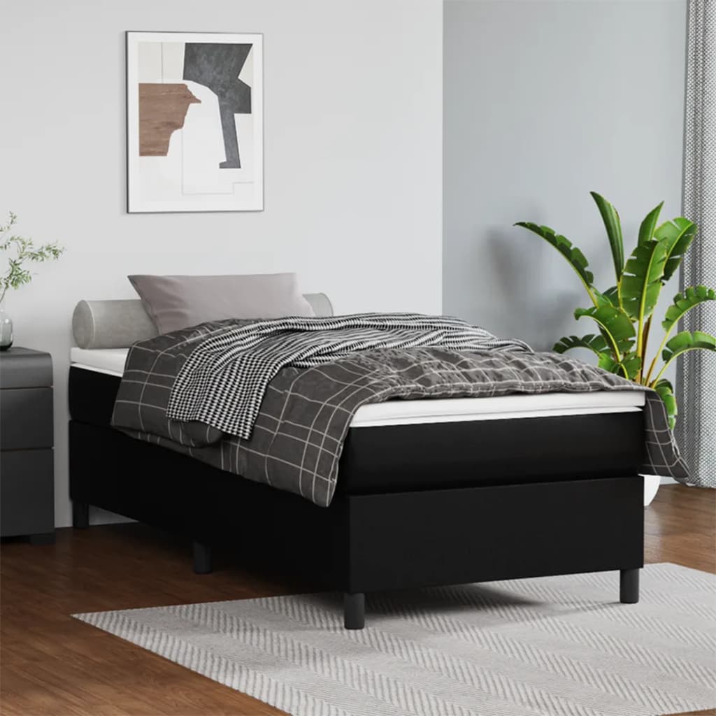 Boxspring bed kunstleer zwart 100x200 cm is nu te koop bij PeponiXL, paradijselijk wonen!
