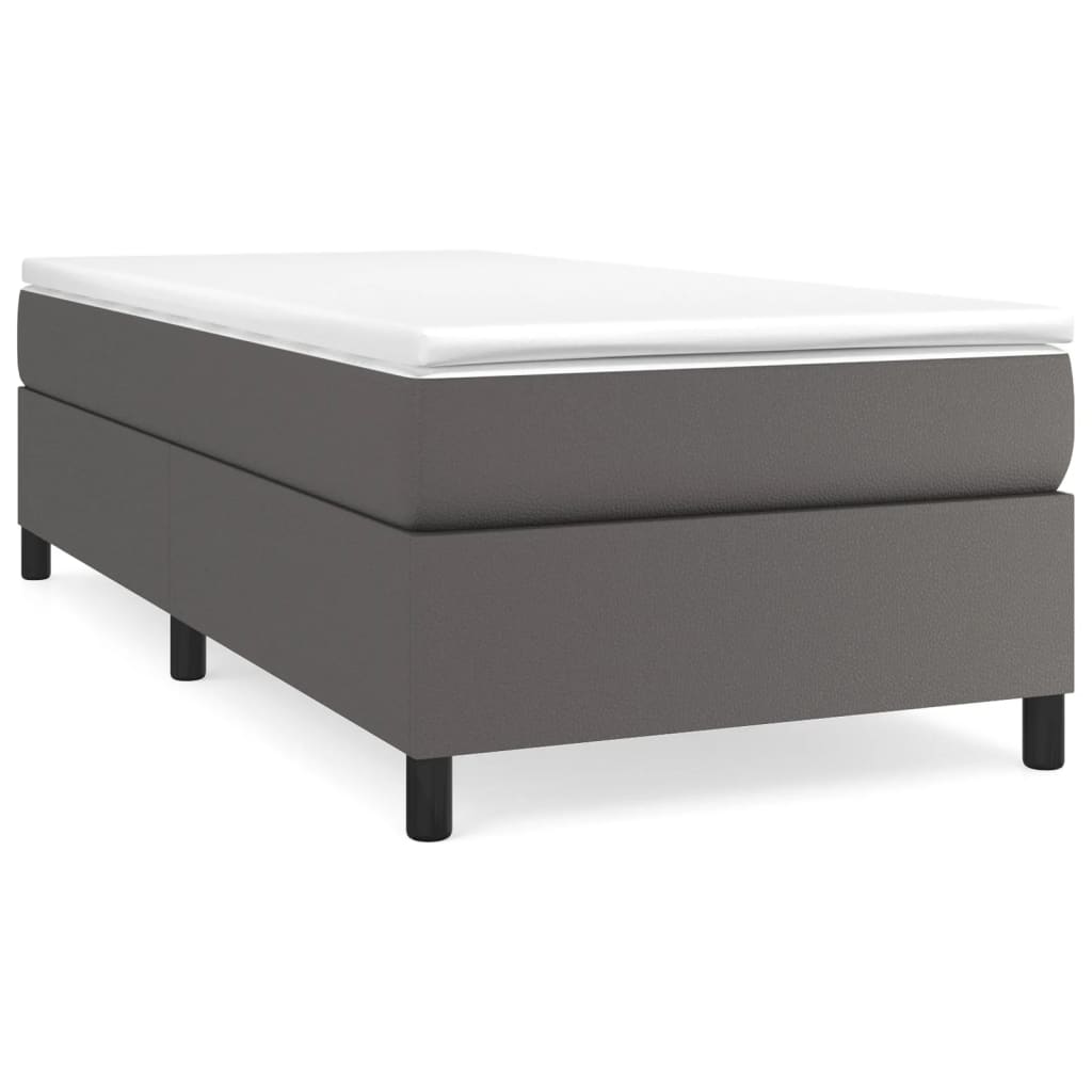Boxspring bed kunstleer grijs 100x200 cm is nu te koop bij PeponiXL, paradijselijk wonen!