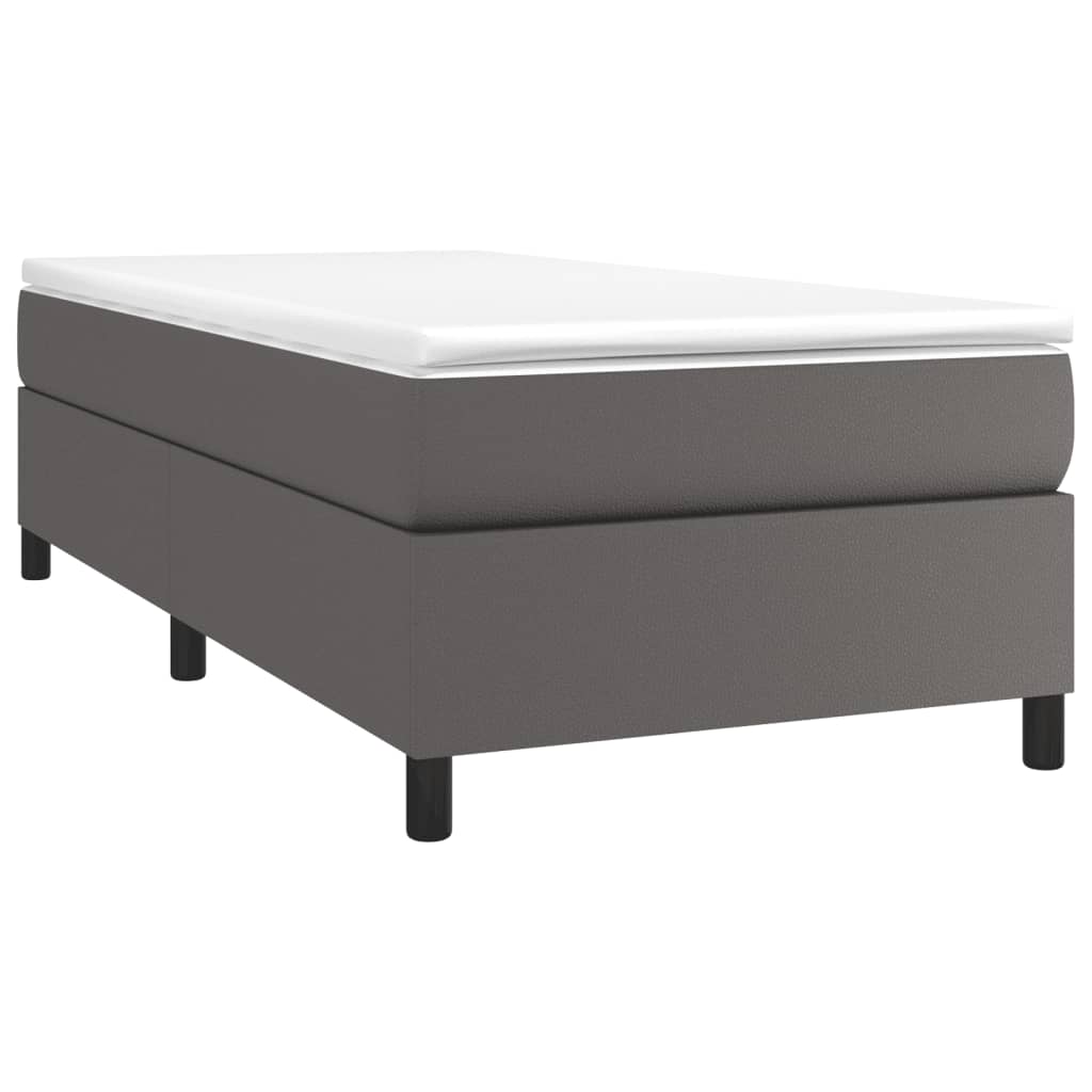 Boxspring bed kunstleer grijs 100x200 cm is nu te koop bij PeponiXL, paradijselijk wonen!