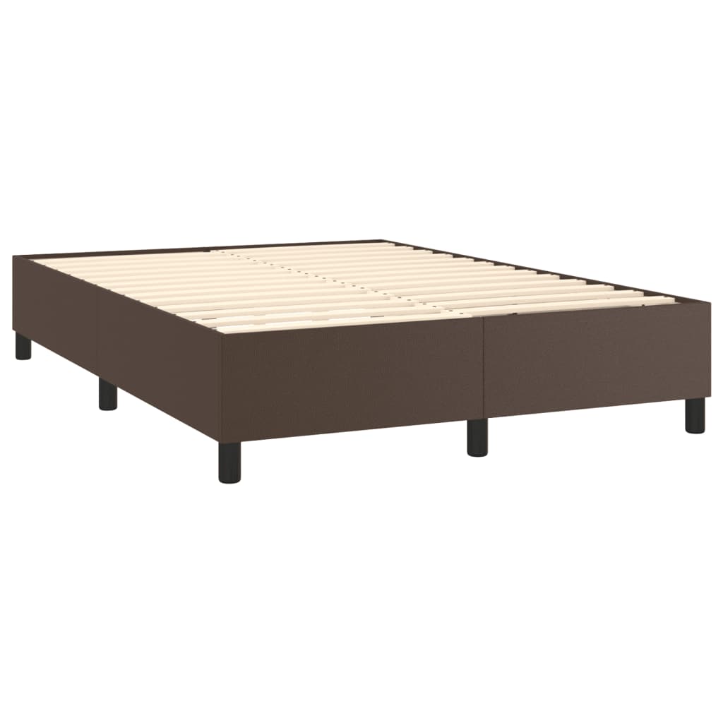 Boxspring bed kunstleer bruin 140x190 cm is nu te koop bij PeponiXL, paradijselijk wonen!