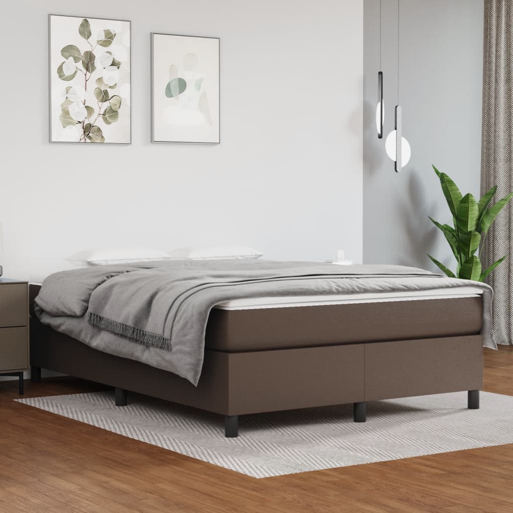 Boxspring bed kunstleer bruin 140x190 cm is nu te koop bij PeponiXL, paradijselijk wonen!