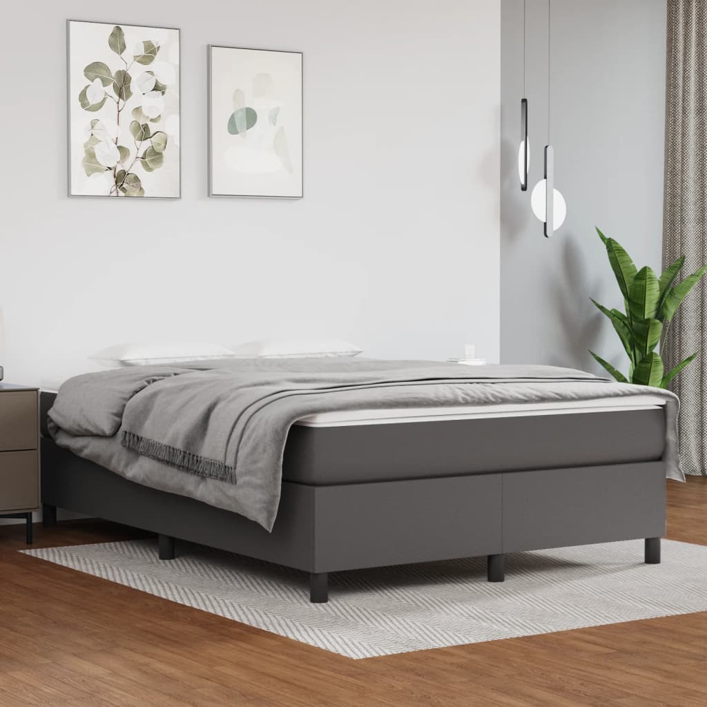 Boxspring bed kunstleer grijs 140x190 cm is nu te koop bij PeponiXL, paradijselijk wonen!