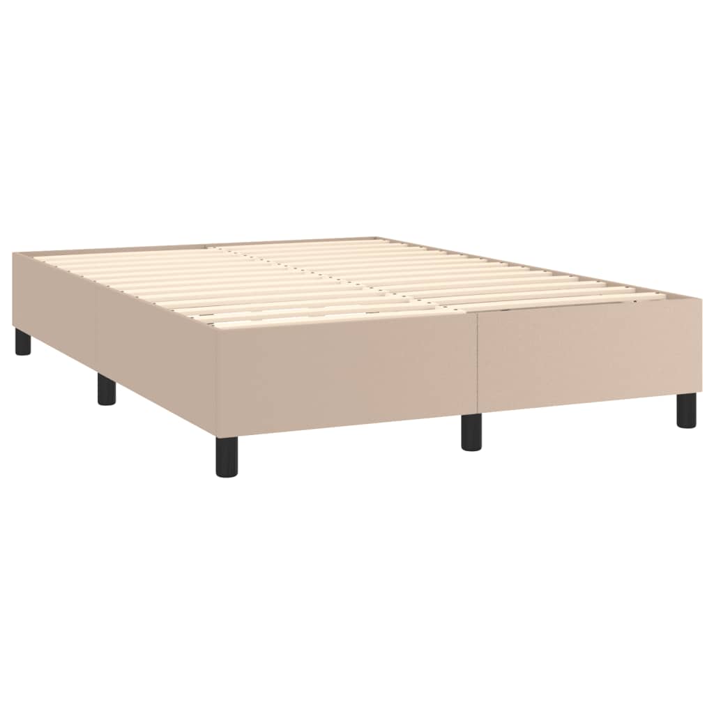 Boxspring bed kunstleer cappuccinokleurig 140x190 cm is nu te koop bij PeponiXL, paradijselijk wonen!