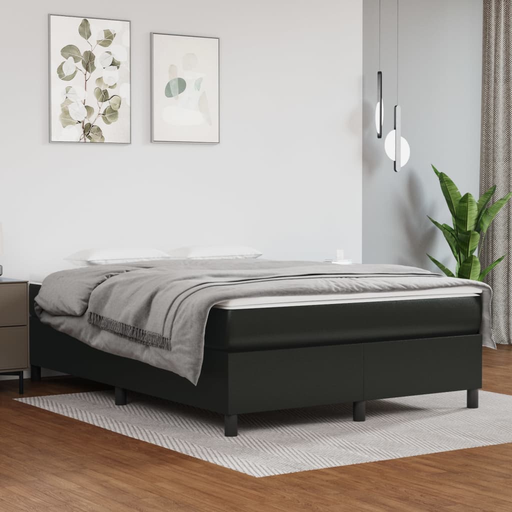 Boxspring bed kunstleer zwart 140x200 cm is nu te koop bij PeponiXL, paradijselijk wonen!
