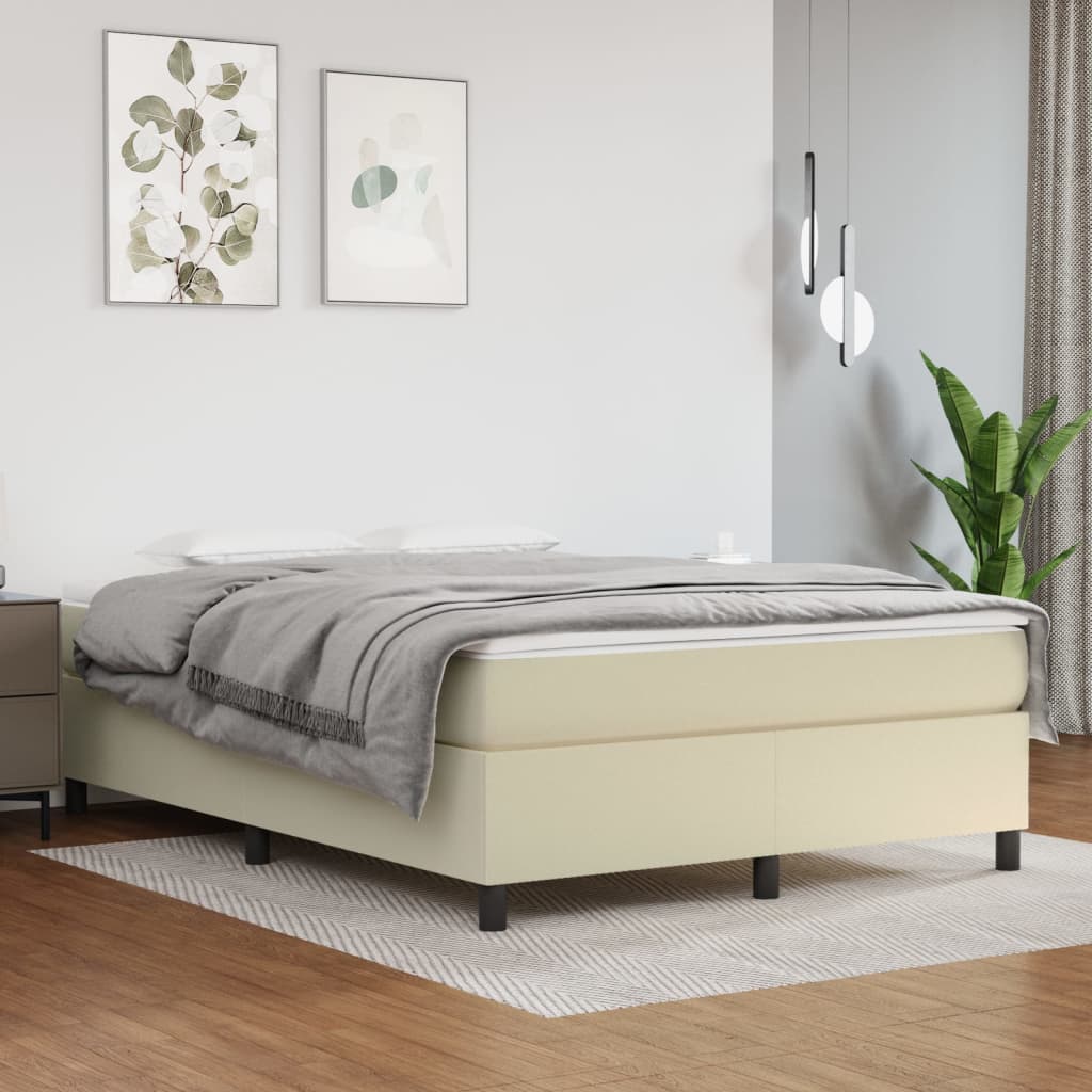 Boxspring bed kunstleer crèmekleurig 140x200 cm is nu te koop bij PeponiXL, paradijselijk wonen!