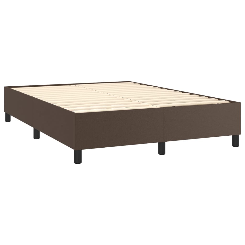 Boxspring bed kunstleer bruin 140x200 cm is nu te koop bij PeponiXL, paradijselijk wonen!